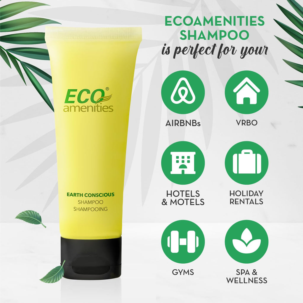 ECO amenities Travel Shampoo Tubes — 1 oz TSA-Approved, 200-Pack, Green Fragrance, Hotel Supply