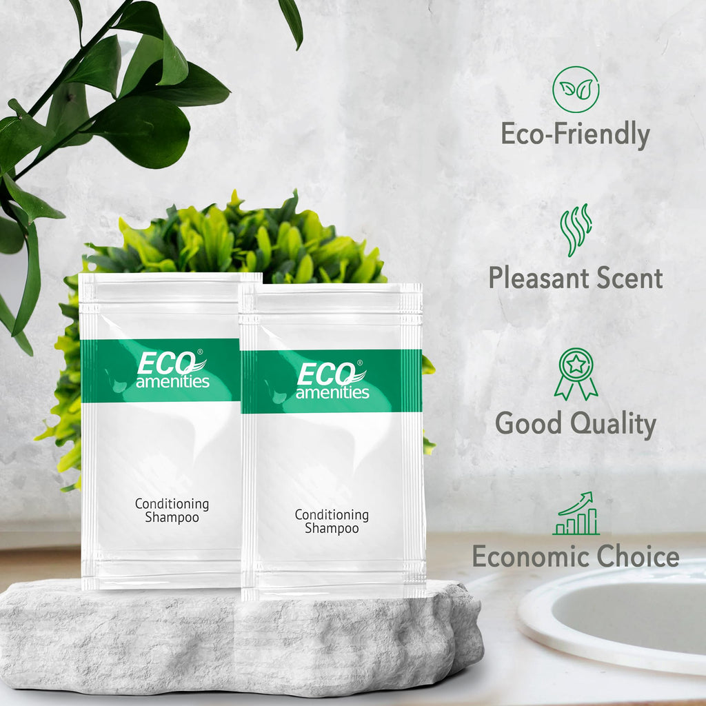 Eco Amenities 100-Pack Travel Shampoo & Conditioner Sachets – 2in1, 10ml, Hotel Toiletries
