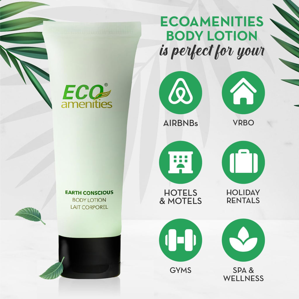 Eco Amenities Travel Lotion Bulk – 200-Pack, 1 fl oz Tubes – Hydrating Green Tea Scented Body & Hand Lotion for Hotels