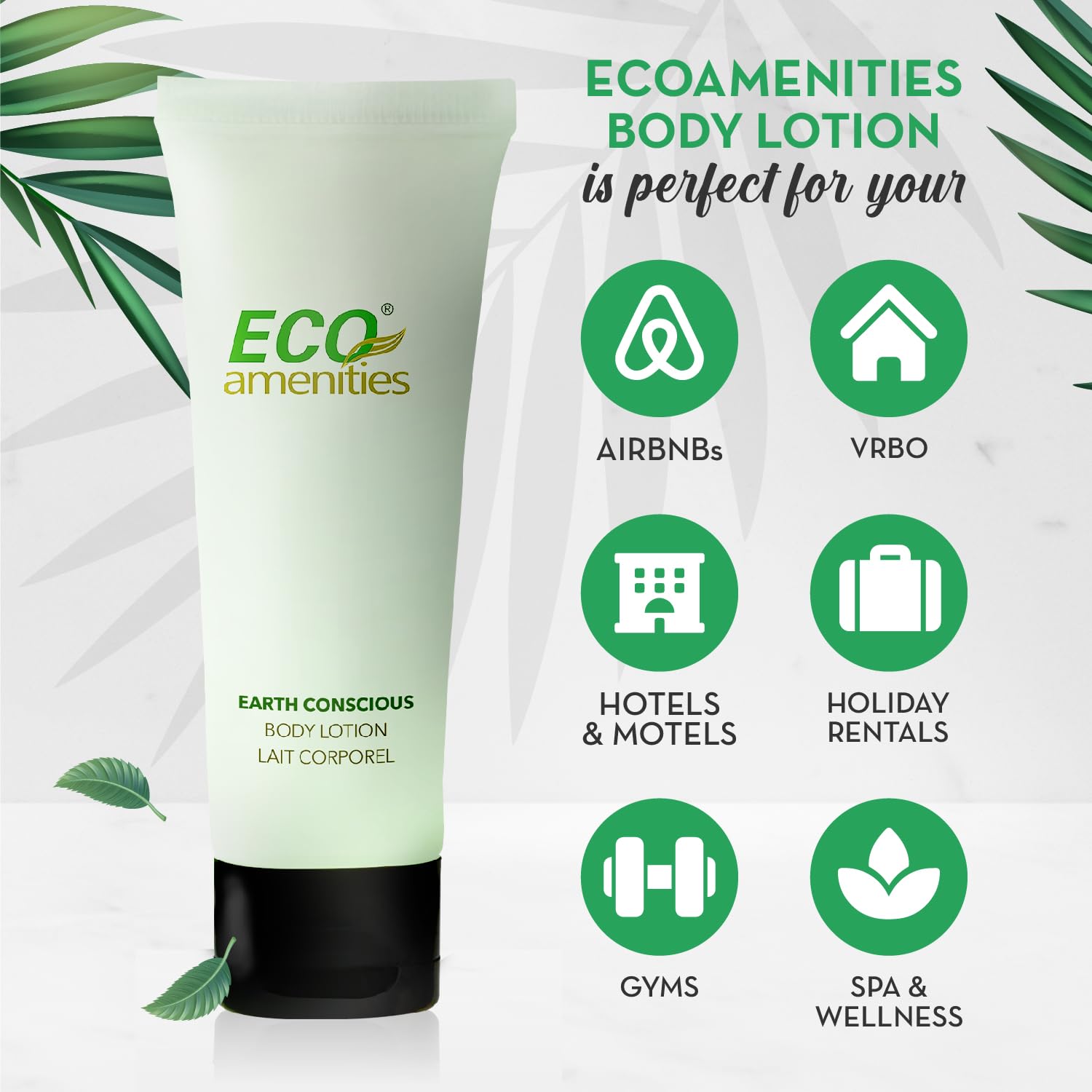 Eco Amenities Travel Lotion Bulk – 200-Pack, 1 fl oz Tubes – Hydrating Green Tea Scented Body & Hand Lotion for Hotels