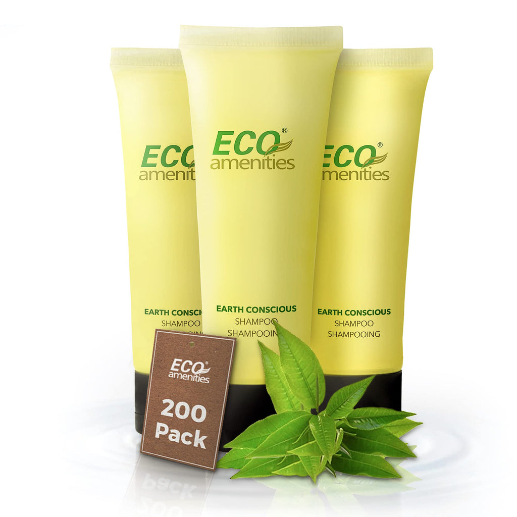 ECO amenities Travel Shampoo Tubes — 1 oz TSA-Approved, 200-Pack, Green Fragrance, Hotel Supply