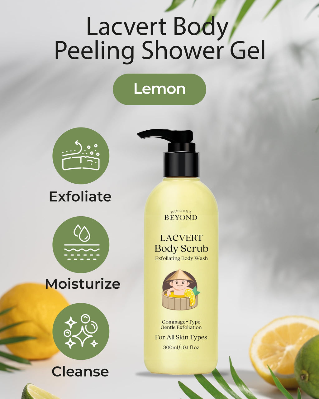 BEYOND Lacvert Body Scrub Peeling Gel Lemon – Gentle Exfoliation for Home Spa | ECO BEYOND