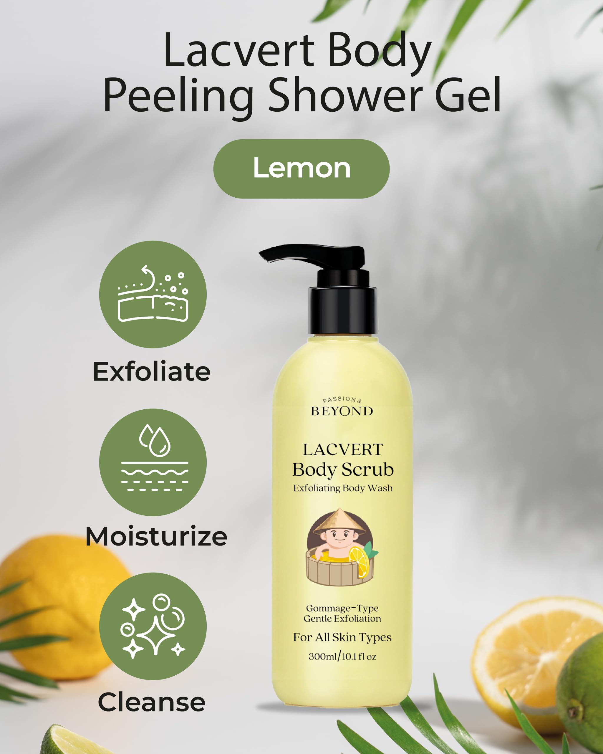 BEYOND Lacvert Body Scrub Peeling Gel Lemon – Gentle Exfoliation for Home Spa | ECO BEYOND