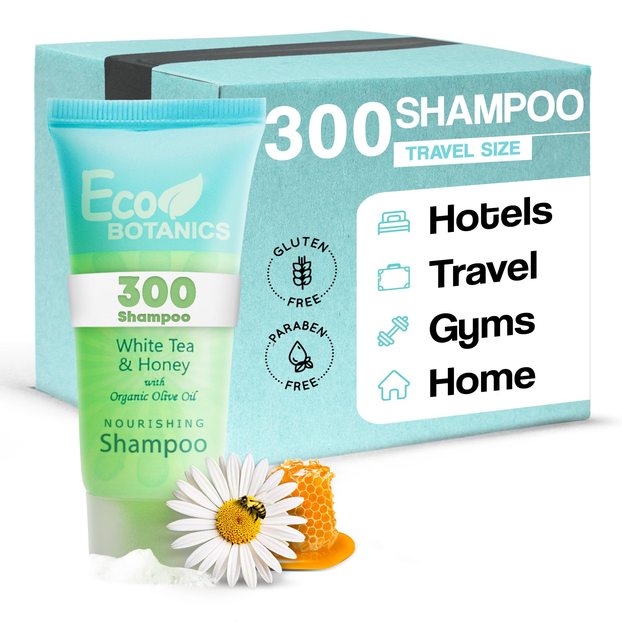 Eco Botanics Travel Size Hotel Shampoo – 300-Count 0.85 oz Bottles