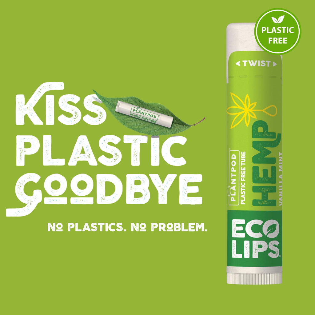 Eco Lips Organic Hemp Lip Balm – Vanilla Mint, 6-Pack | Soothe Dry Lips with Beeswax & Vitamin E | Made in USA