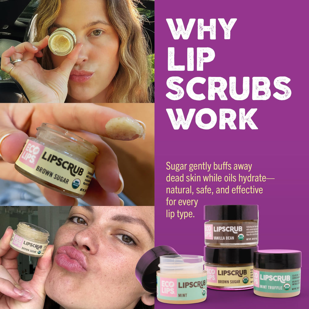 Eco Lips Lip Sugar Scrub 4-Pack – Organic Lip Care with Sugar & Coconut Oil