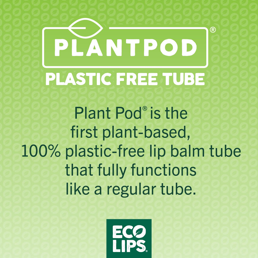 Eco Lips Candy Cane Lip Balm - Organic Coconut Oil & Sunflower Wax - Plastic-Free Plant Pod - Made in USA