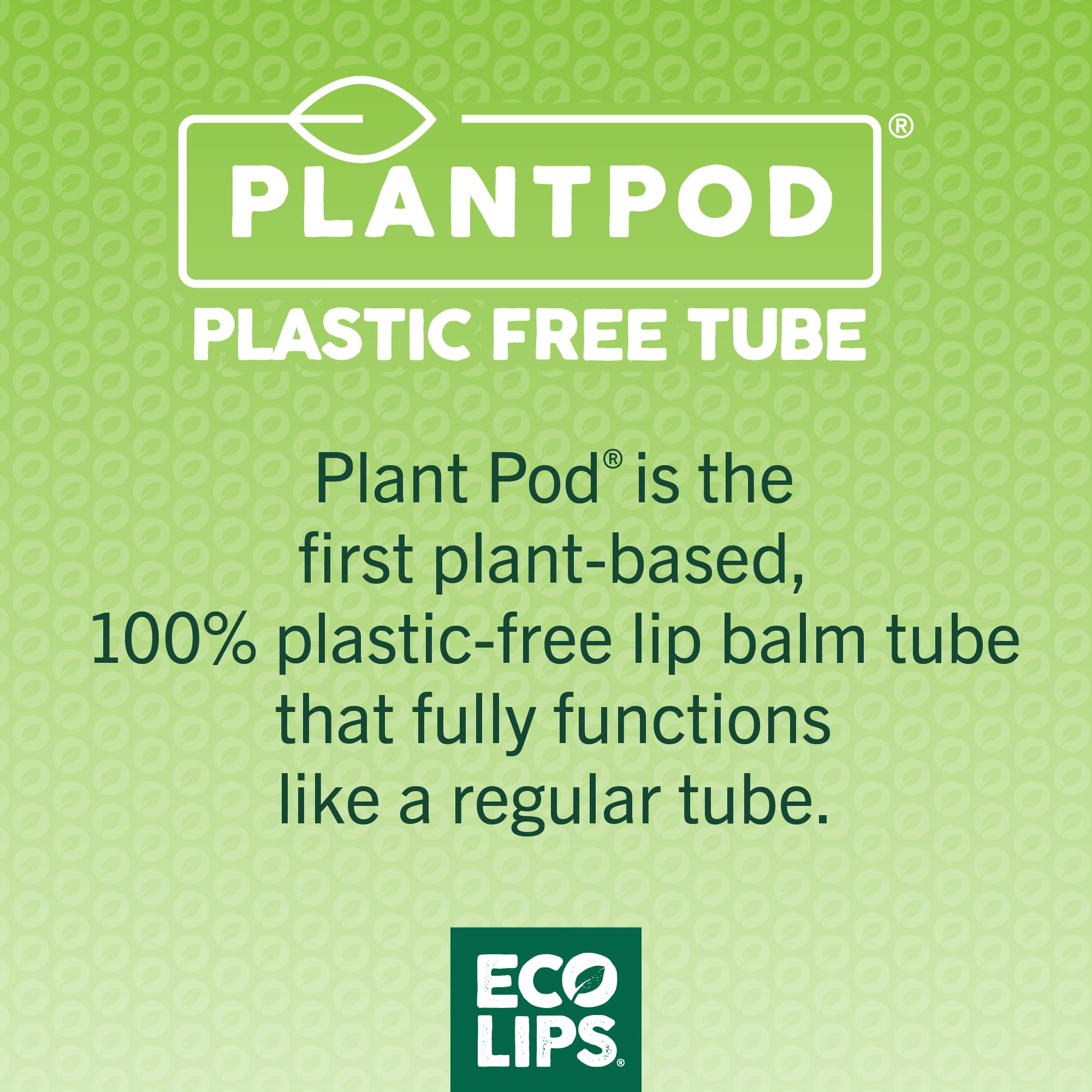 Eco Lips Candy Cane Lip Balm - Organic Coconut Oil & Sunflower Wax - Plastic-Free Plant Pod - Made in USA