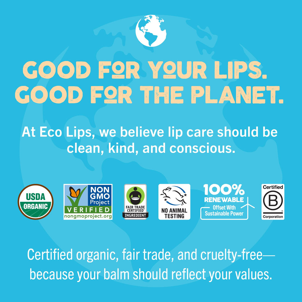 Eco Lips Mongo Kiss USDA Organic Lip Balm Set — 8-Pack, Honey Vanilla, 0.15 oz Each, Made in USA