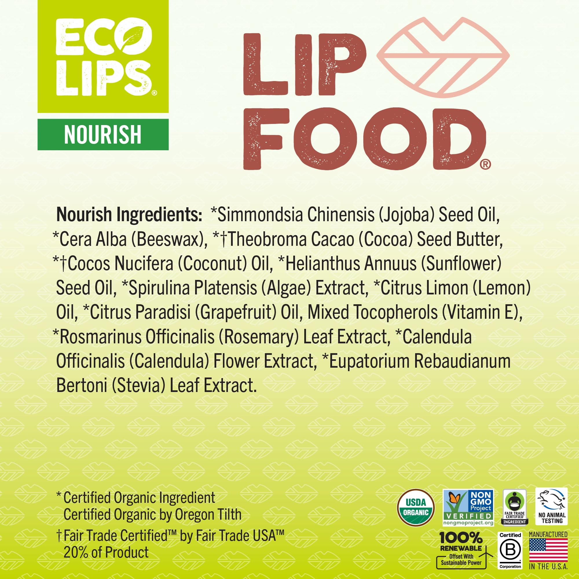 Eco Lips Lip Food: Organic Lip Balm with Lemon Spirulina - 3-Pack