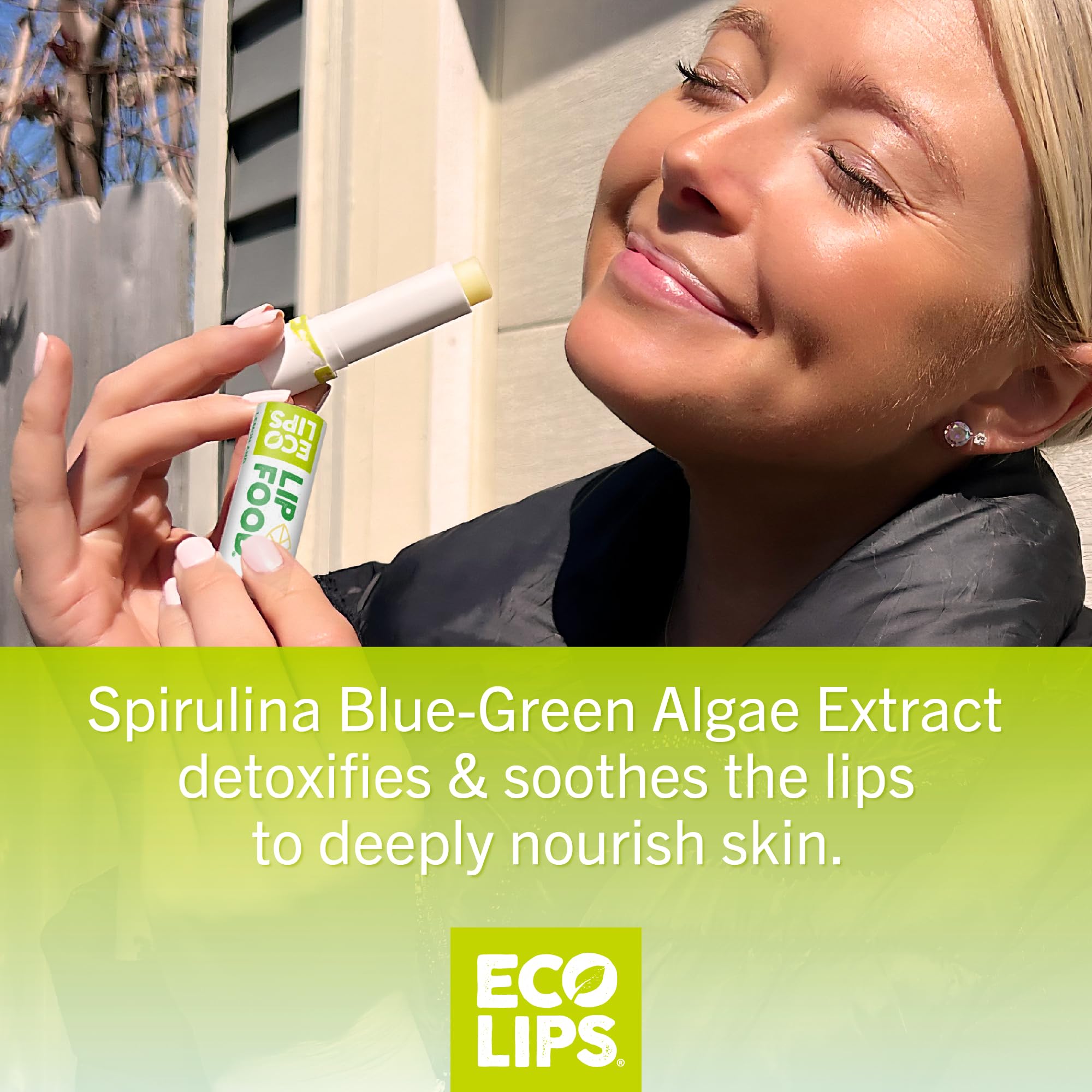 Eco Lips Lip Food: Organic Lip Balm with Lemon Spirulina - 3-Pack