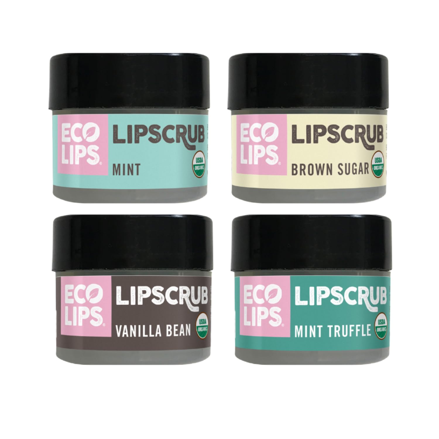 Eco Lips Lip Sugar Scrub 4-Pack – Organic Lip Care with Sugar & Coconut Oil