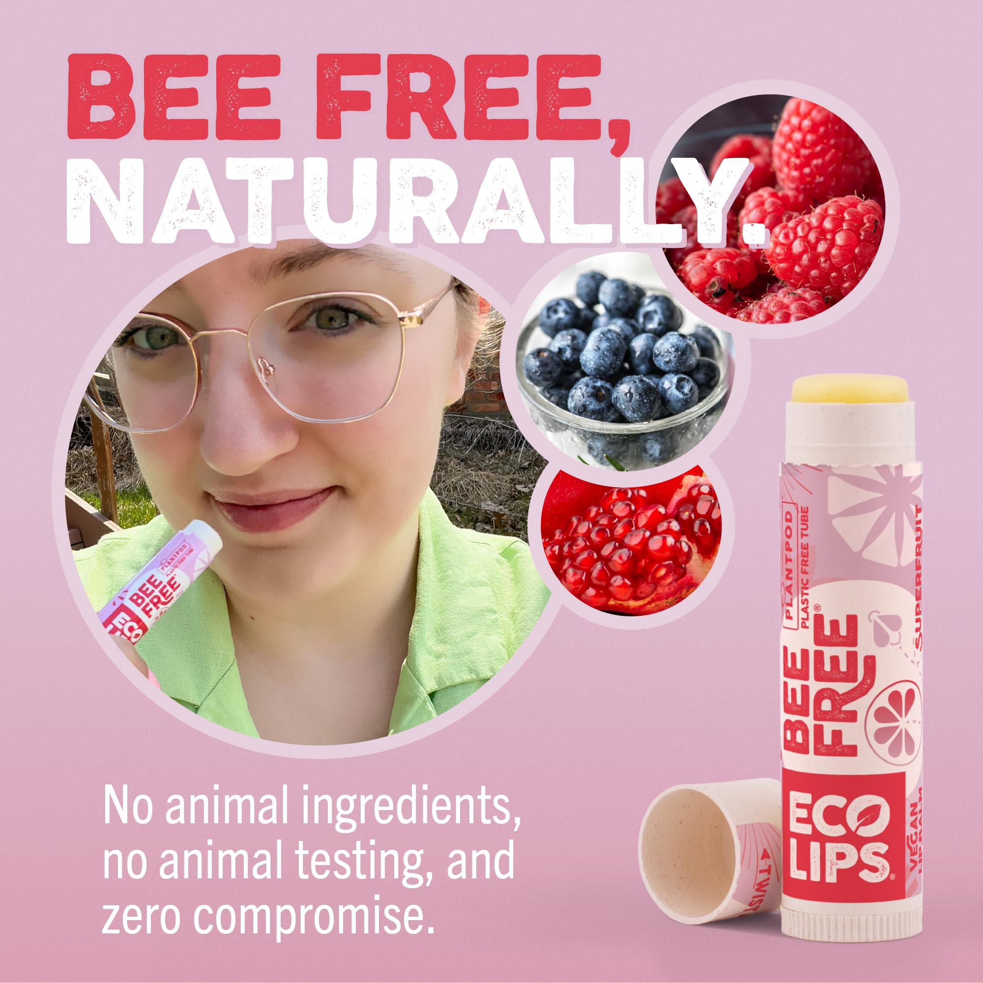 Eco Lips Vegan Lip Balm Sweet Mint – 3 Pack | Plastic-Free Plant Pod, Made in USA
