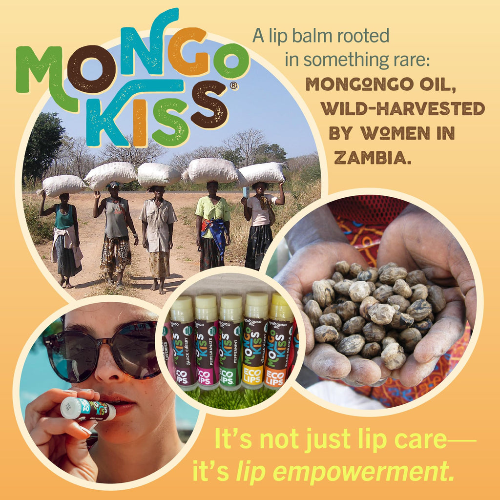Eco Lips Mongo Kiss Organic Lip Balm 4 Pack – Blood Orange, Yumberry, Strawberry Lavender, Black Cherry | 100% USDA Organic