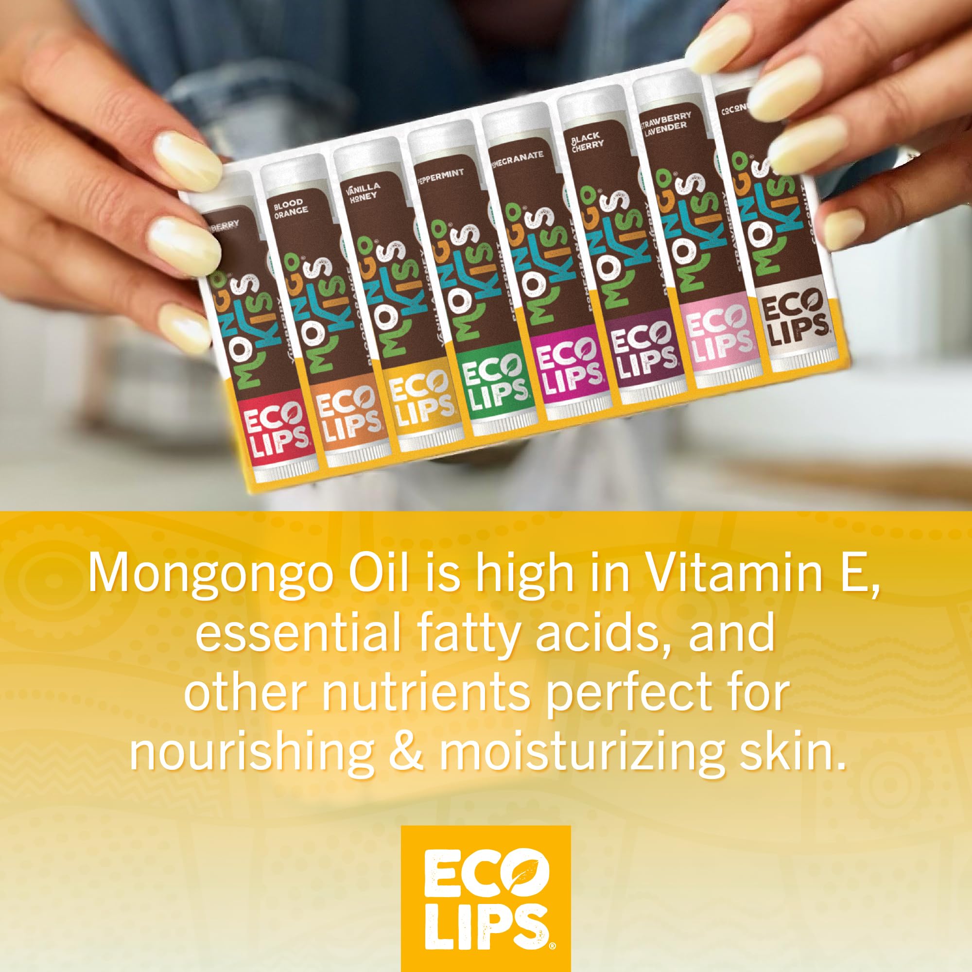 Eco Lips Mongo Kiss 8-Pack USDA Organic Lip Balm – Peppermint, Made in USA
