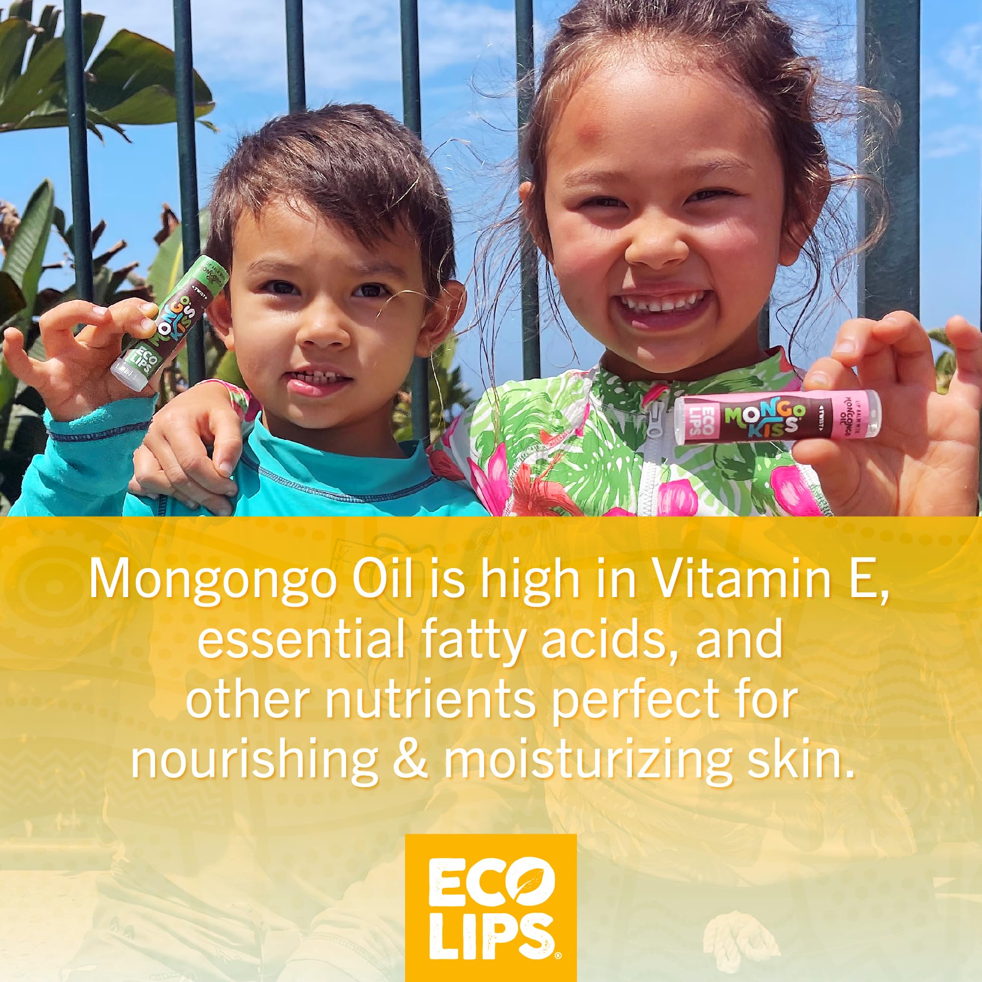Eco Lips Mongo Kiss Organic Lip Balm 4 Pack – 100% USDA Organic – Peppermint & Vanilla Honey