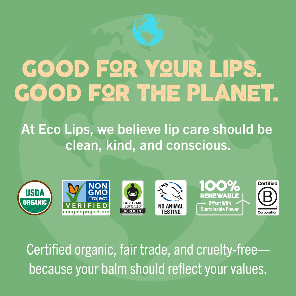 Mongo Kiss Organic Lip Balm 6-Pack by Eco Lips – 100% Organic Beeswax & Cocoa Butter Lip Care with Mongongo Oil (Pomegranate, Yumberry, Blood Orange) – Made in USA
