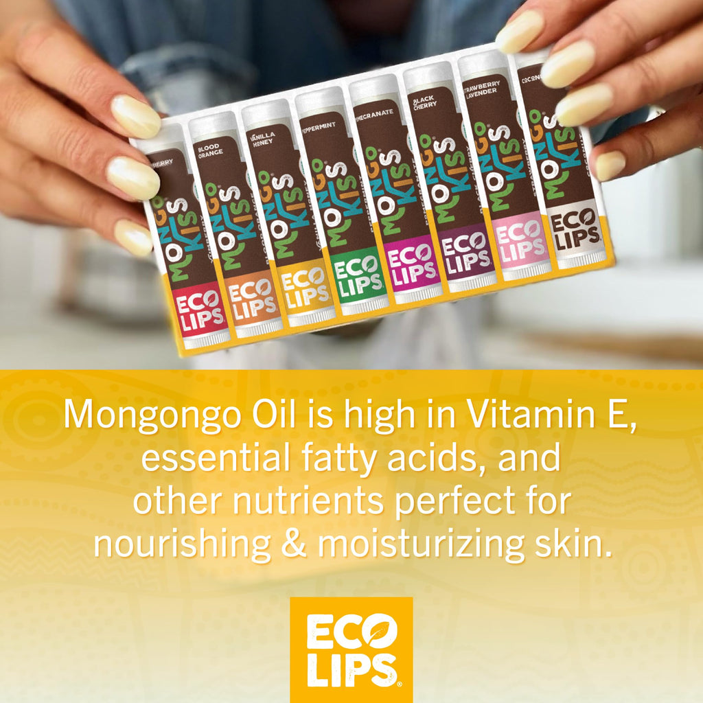 Eco Lips Mongo Kiss USDA Organic Lip Balm Set — 8-Pack, Honey Vanilla, 0.15 oz Each, Made in USA