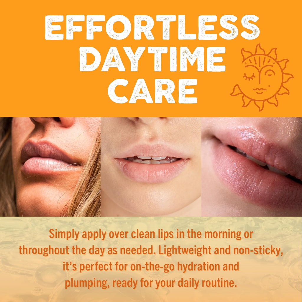Eco Lips Daily Plumping Lip Mask w Hyaluronic Acid + Overnight Gotu Kola Mask – 2-Pack, 100% Natural, Made in USA