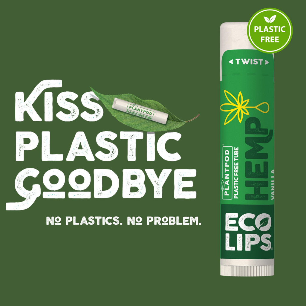 Eco Lips Organic Hemp Lip Balm Vanilla – Plastic-Free Packaging, 6-Pack