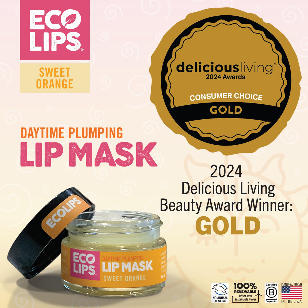Eco Lips Plumping Daytime Lip Mask with Hyaluronic Acid & Upcycled Cloudberry Oil – 2-Pack | 100% Natural, Made in USA