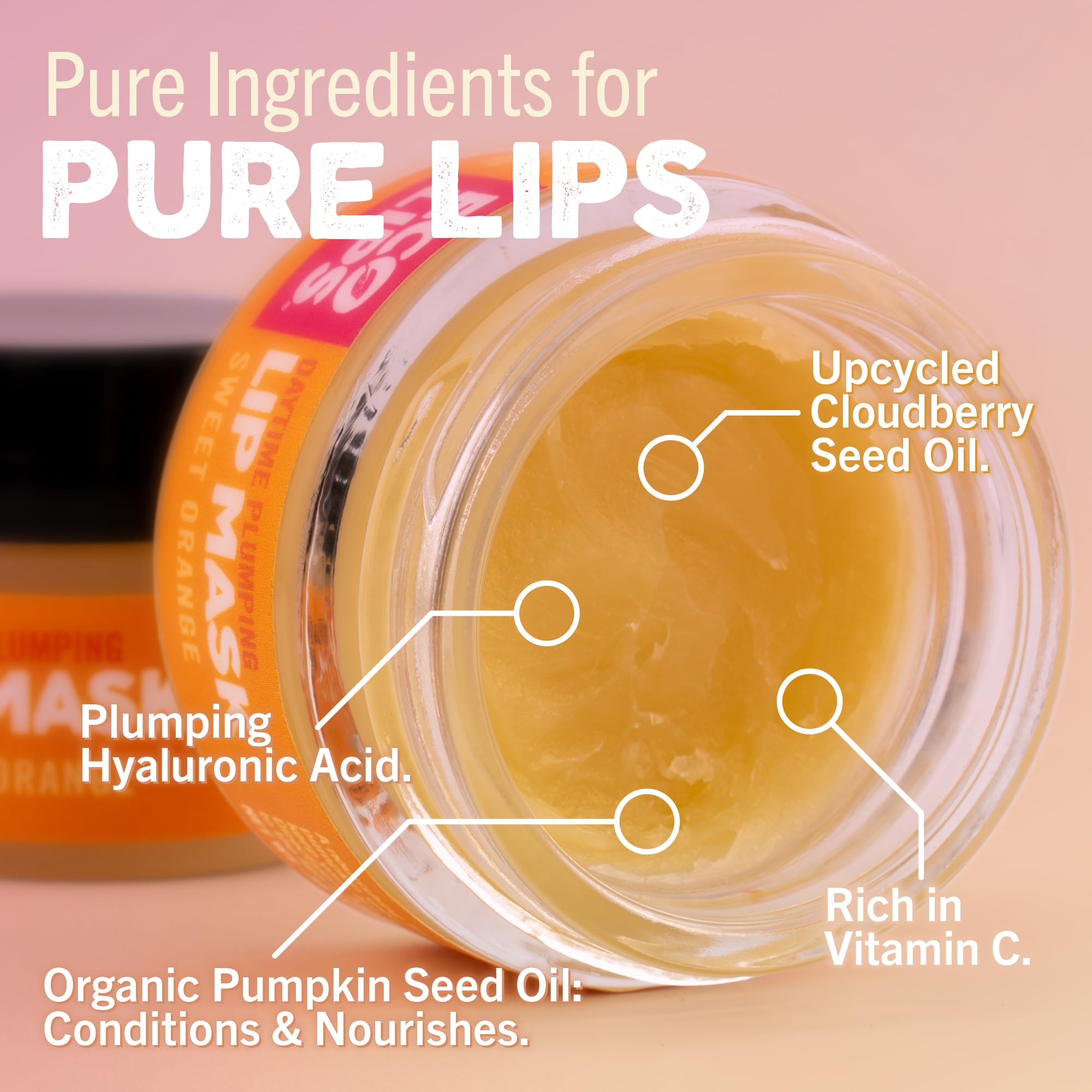 Eco Lips Plumping Daytime Lip Mask with Hyaluronic Acid & Upcycled Cloudberry Oil – 2-Pack | 100% Natural, Made in USA