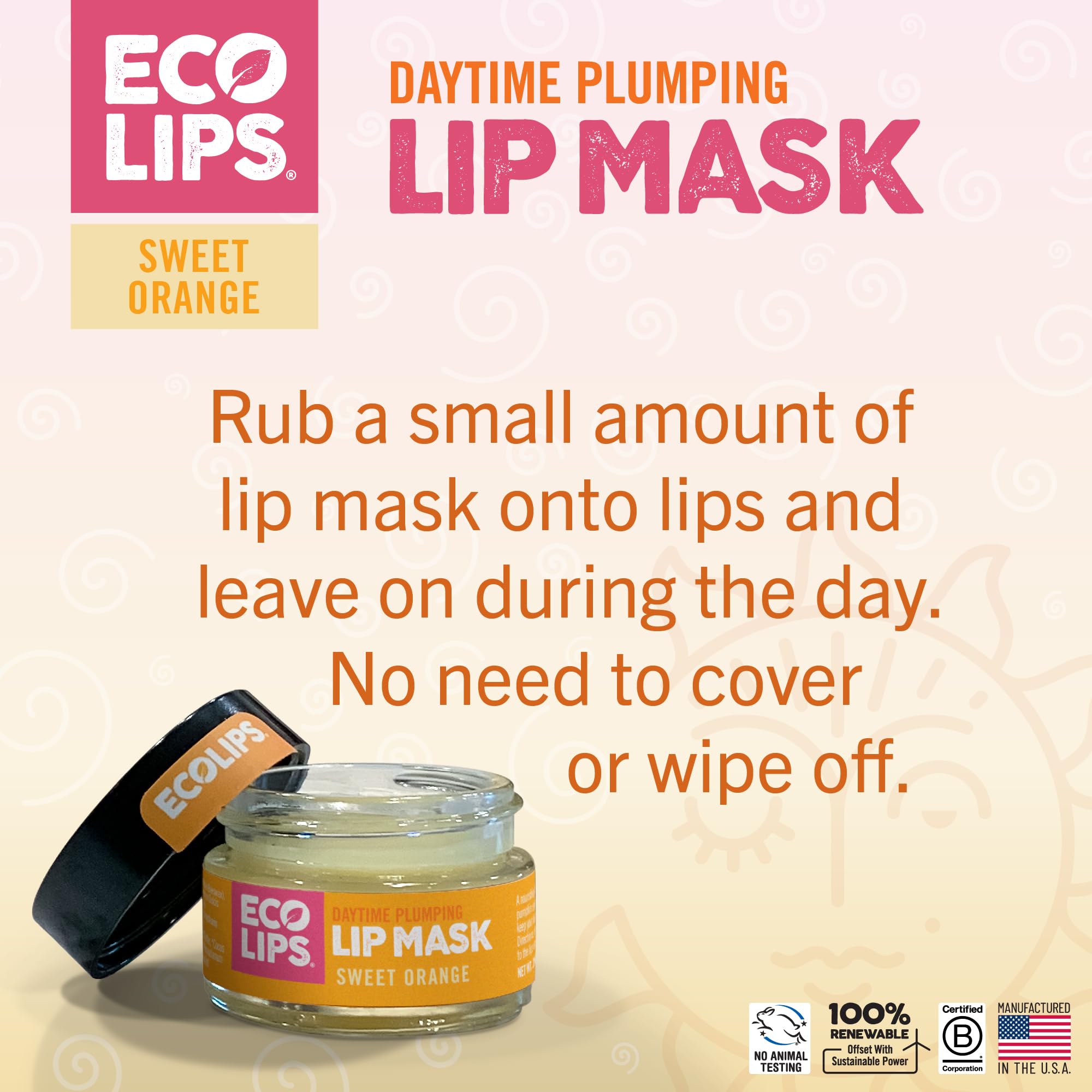 Eco Lips Plumping Daytime Lip Mask with Hyaluronic Acid & Upcycled Cloudberry Oil – 2-Pack | 100% Natural, Made in USA
