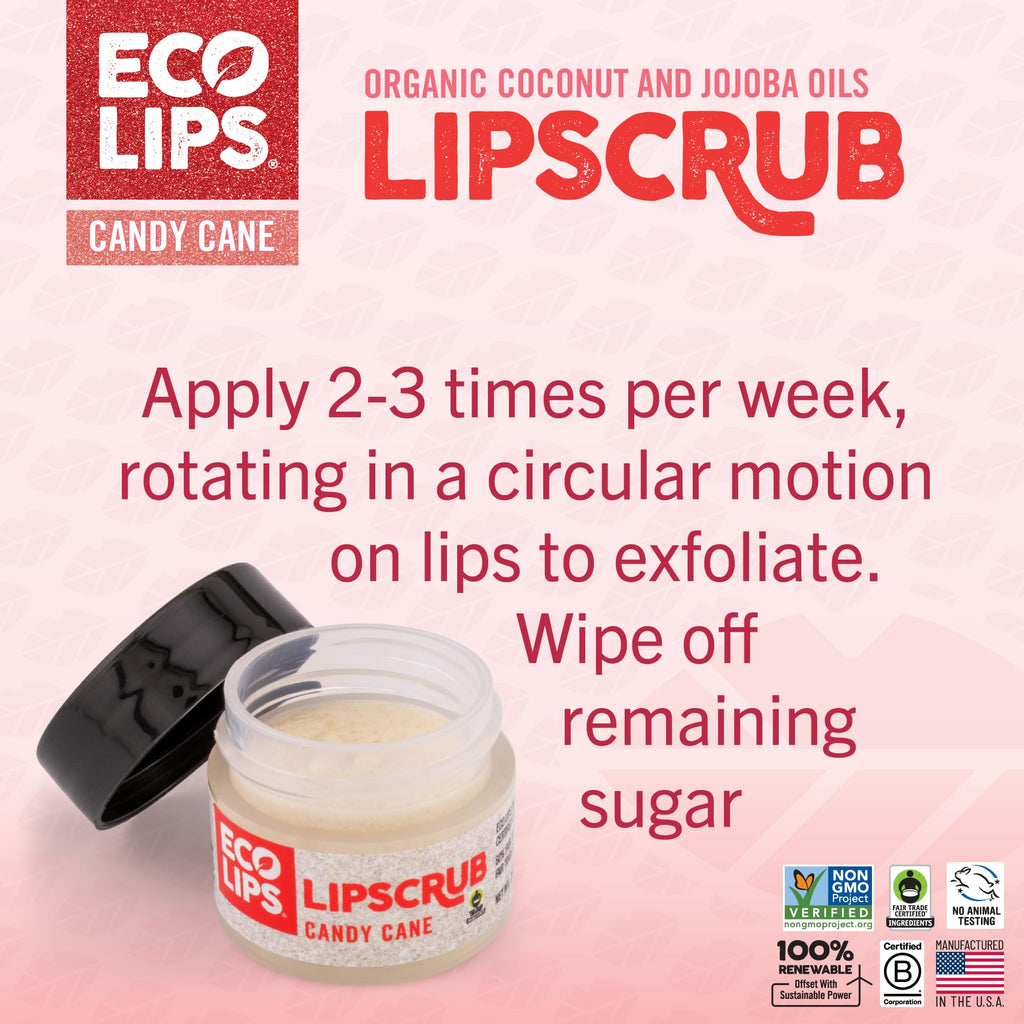 Eco Lips Vanilla Mint Candy Cane Lip Scrub & Lip Mask Duo – Natural Exfoliating Lip Care Set (2 x 0.25 oz)