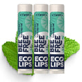 Eco Lips Vegan Lip Balm Sweet Mint – 3 Pack | Plastic-Free Plant Pod, Made in USA