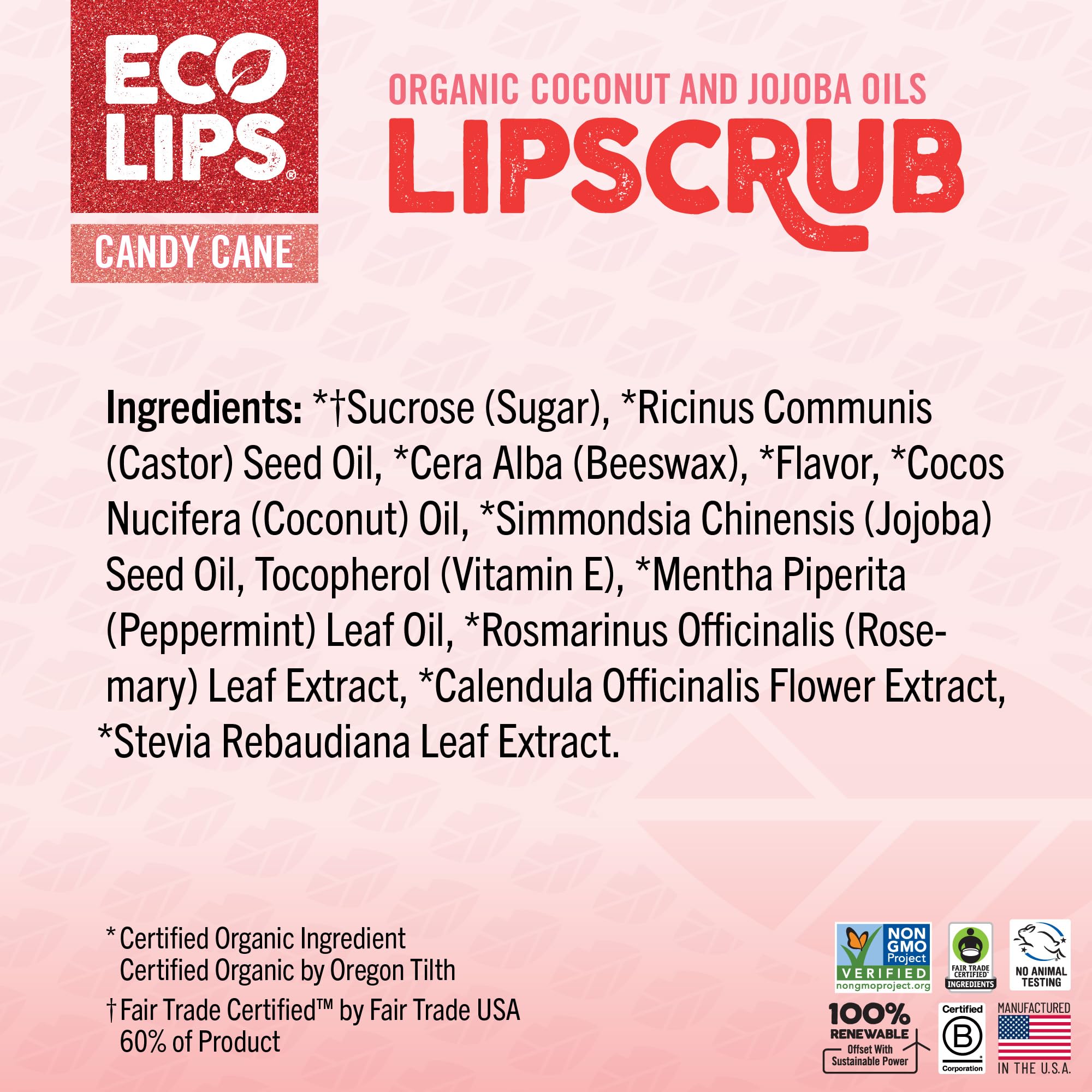 Eco Lips Vanilla Mint Candy Cane Lip Scrub & Lip Mask Duo – Natural Exfoliating Lip Care Set (2 x 0.25 oz)