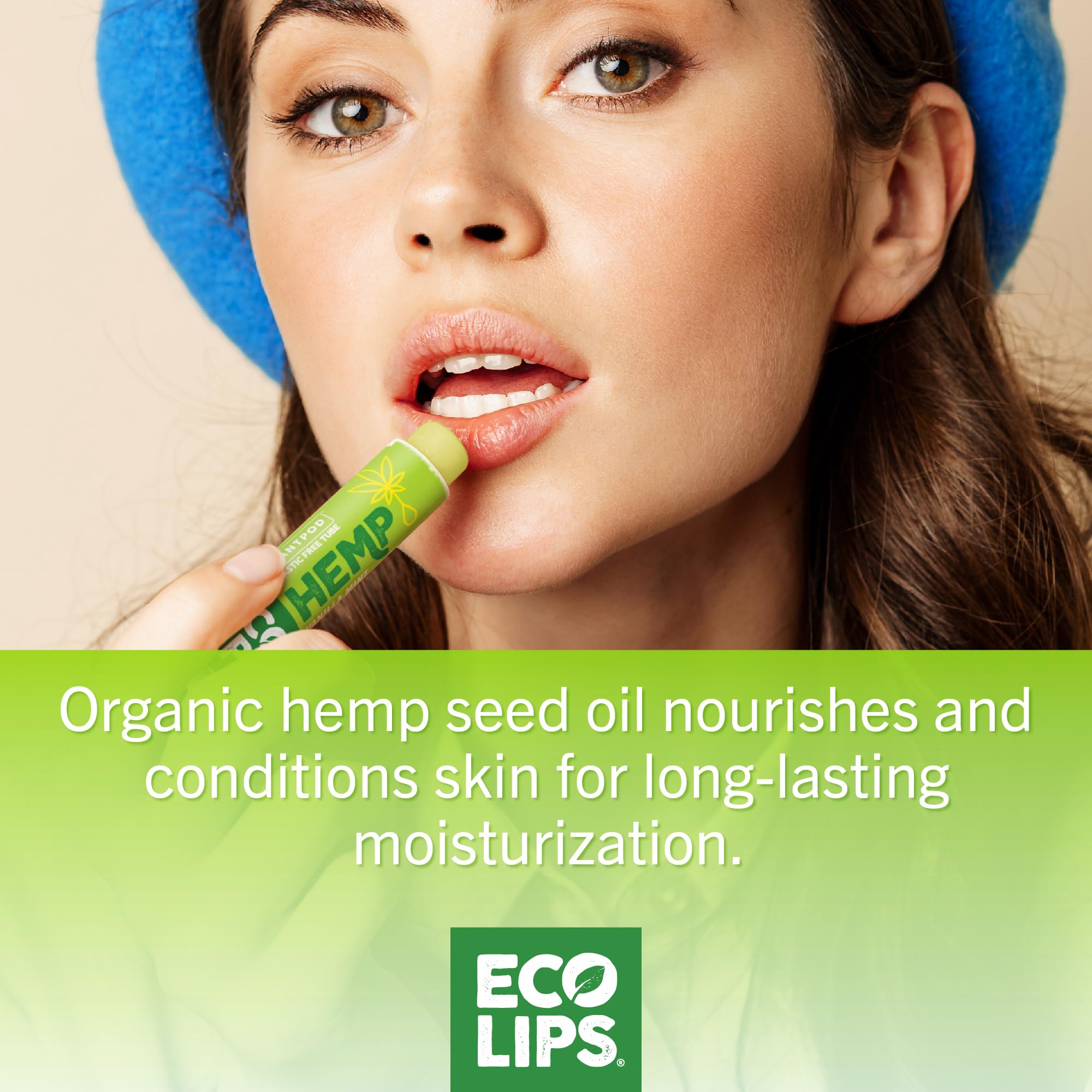 Eco Lips Organic Hemp Lip Balm – Vanilla Mint, 6-Pack | Soothe Dry Lips with Beeswax & Vitamin E | Made in USA