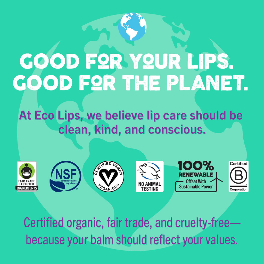 Eco Lips Vegan Lip Balm Sweet Mint – 3 Pack | Plastic-Free Plant Pod, Made in USA