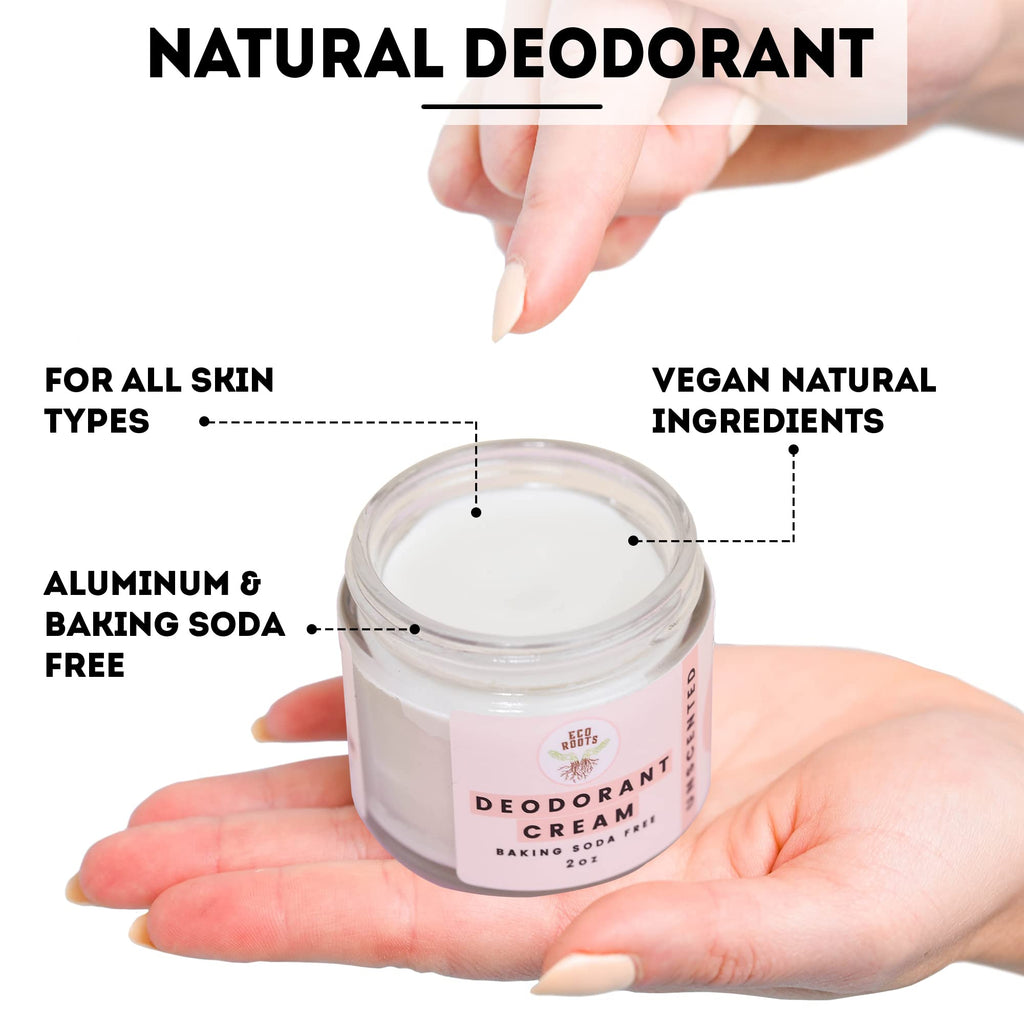 ECO ROOTS Natural Deodorant Cream – Aluminum-Free, Baking Soda Free, Vegan for Underarms, Body & Private Parts
