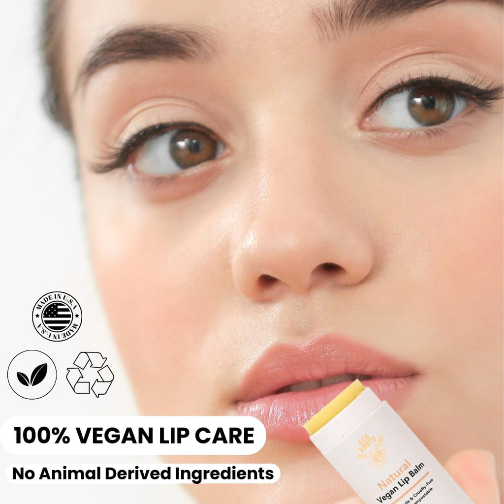 Natural Lip Balm 2 Pack | ECO ROOTS Organic Vegan Moisturizer, Plastic-Free Packaging, USA-Made