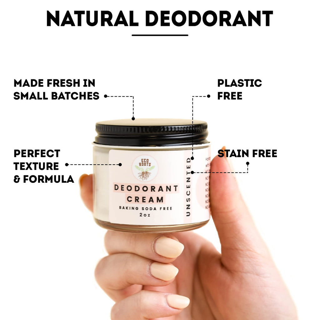 ECO ROOTS Natural Deodorant Cream – Aluminum-Free, Baking Soda Free, Vegan for Underarms, Body & Private Parts