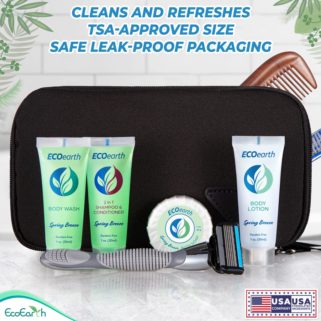 EcoEarth Travel Size 2-in-1 Shampoo & Conditioner – 100 Count (1 fl oz) Spring Breeze