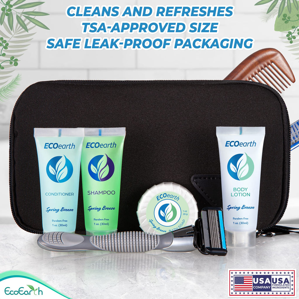 EcoEarth Travel Toiletries Set (1 oz Each) – 150-Piece Spring Breeze Hotel Kit