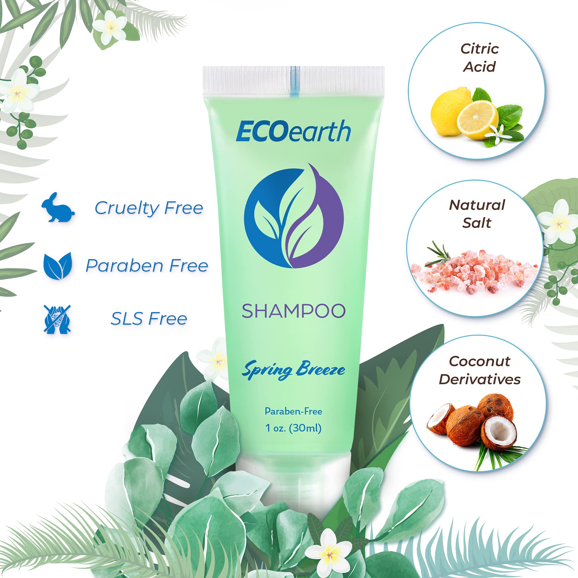 EcoEarth Travel Toiletries Set (1 oz Each) – 150-Piece Spring Breeze Hotel Kit