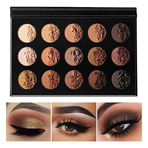 Ecofavor Nude Gold Eyeshadow Palette – 15 Shades, Ultra-Blendable, Waterproof, Travel Size