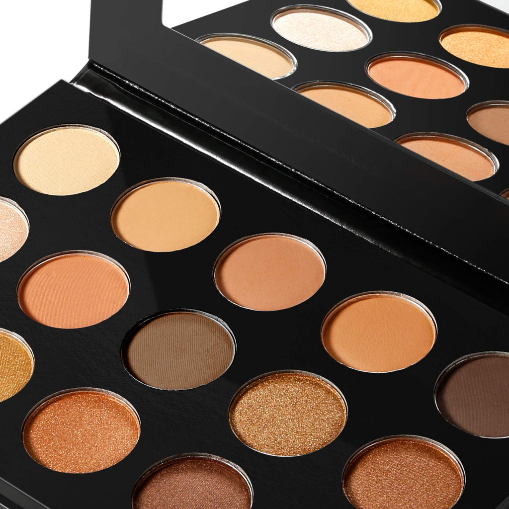 Ecofavor Nude Gold Eyeshadow Palette – 15 Shades, Ultra-Blendable, Waterproof, Travel Size