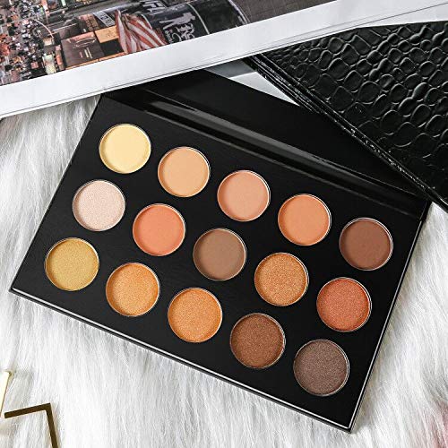 Ecofavor Nude Gold Eyeshadow Palette – 15 Shades, Ultra-Blendable, Waterproof, Travel Size