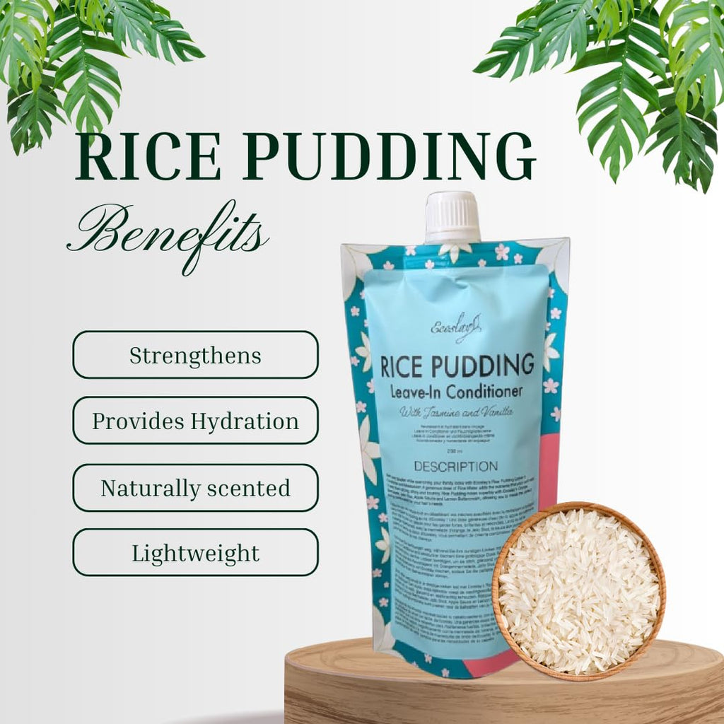 Ecoslay Rice Pudding Leave-In Conditioner for Curly & Dry Hair | Moisturizing Detangler (16oz)