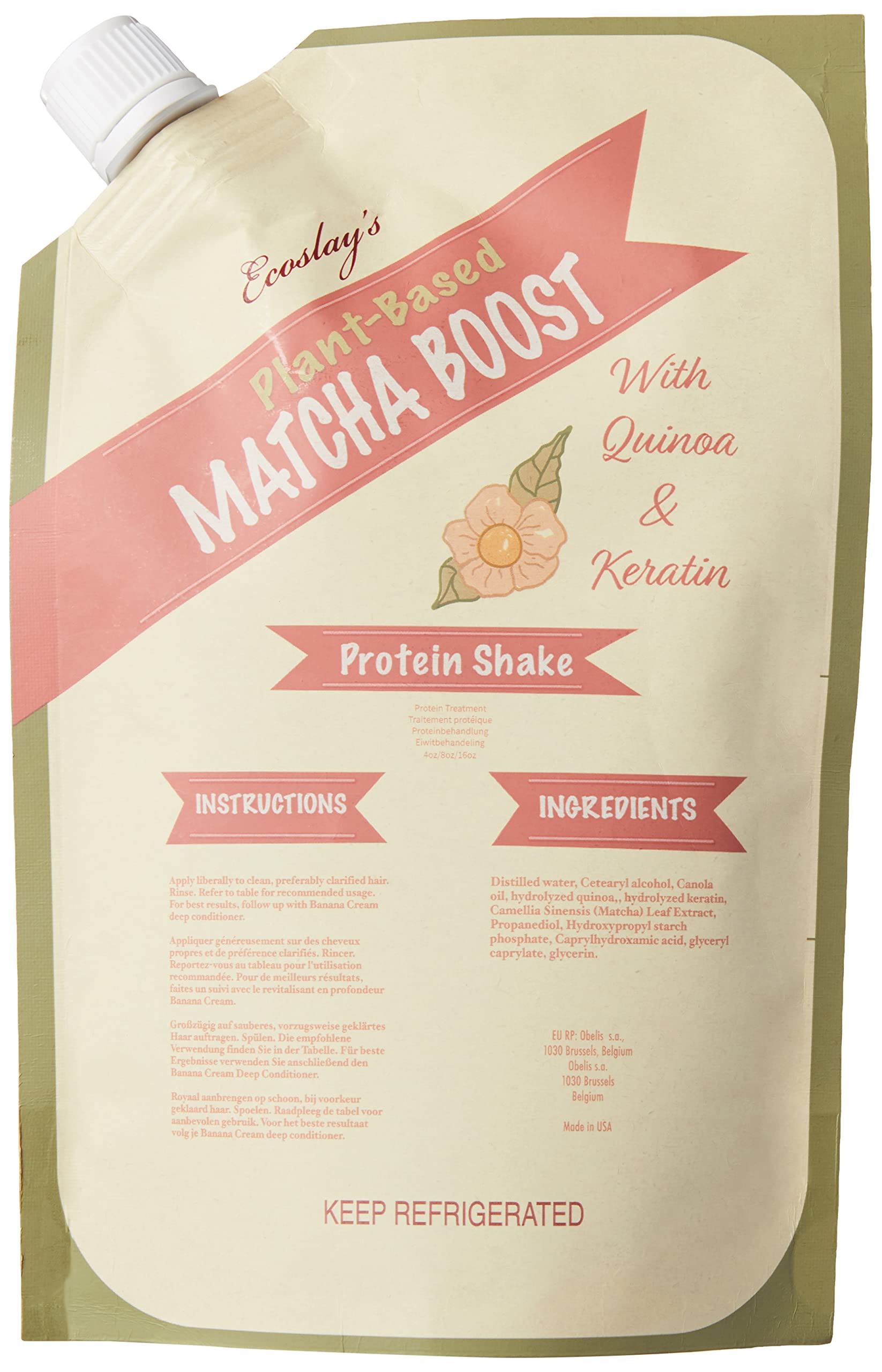 Ecoslay Matcha Boost – Quinoa & Keratin Hair Repair Mask for Damaged Hair (8 oz)