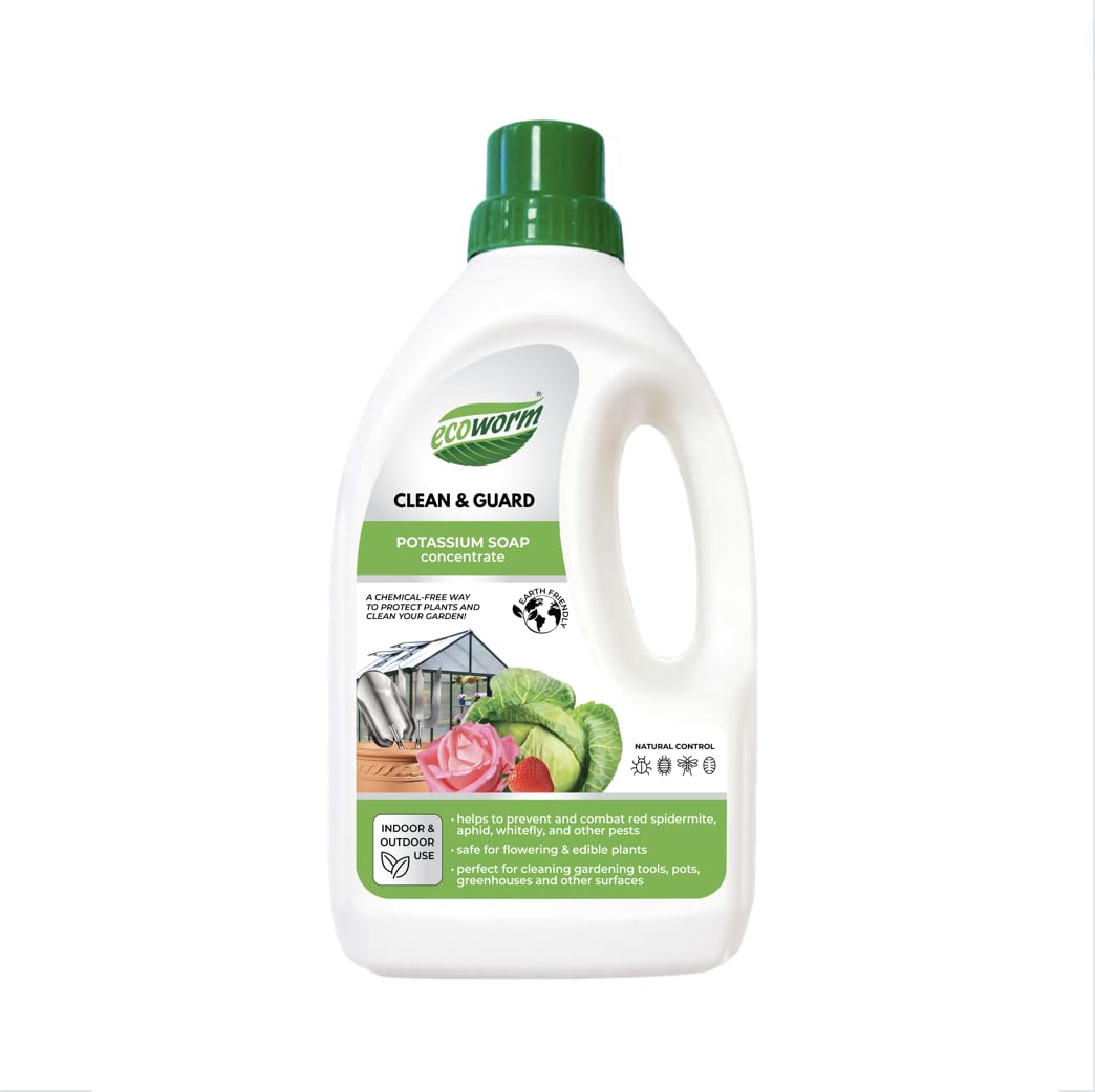 Ecoworm Organic Potassium Soap Concentrate – Plant-Based Horticultural Formula | Dilutable Soap for Plants & Garden Care (34 fl oz)