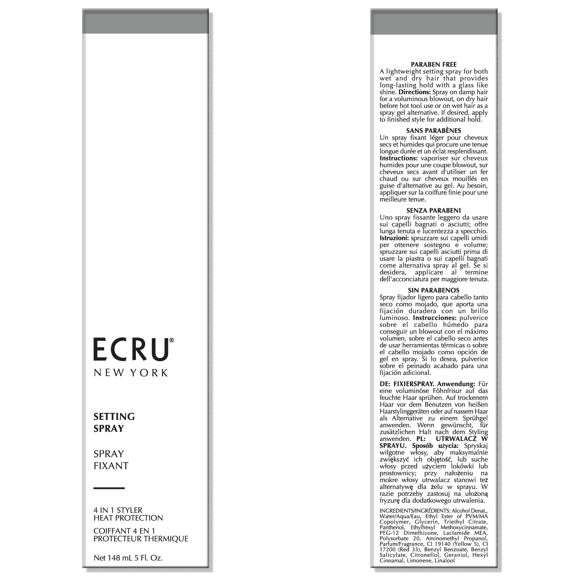 ECRU New York Setting Spray – Heat Protectant, Frizz Control, Natural Shine, 5oz