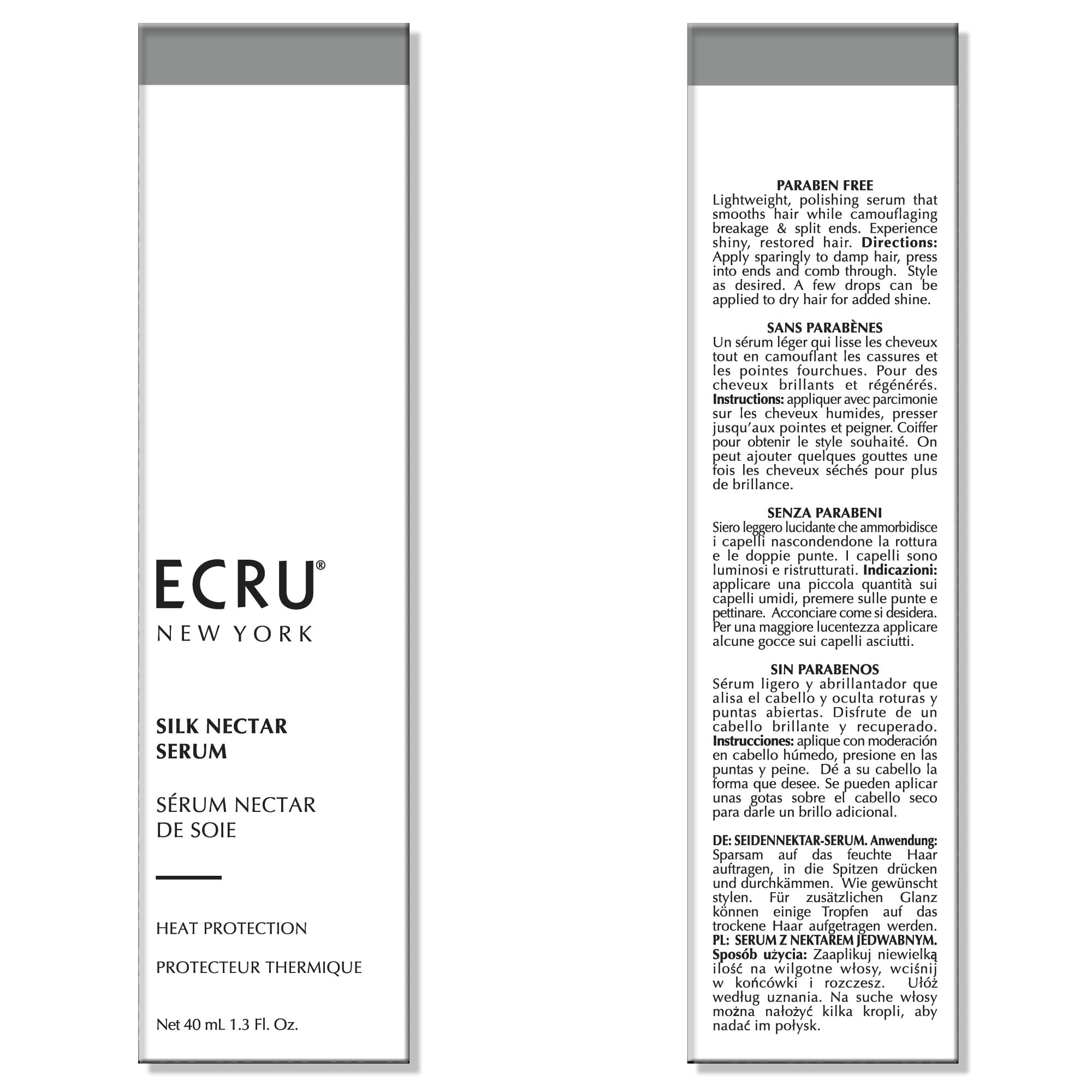 Ecru New York Silk Nectar Heat Protection Serum – Lightweight Shine & Frizz Control, 1.3oz
