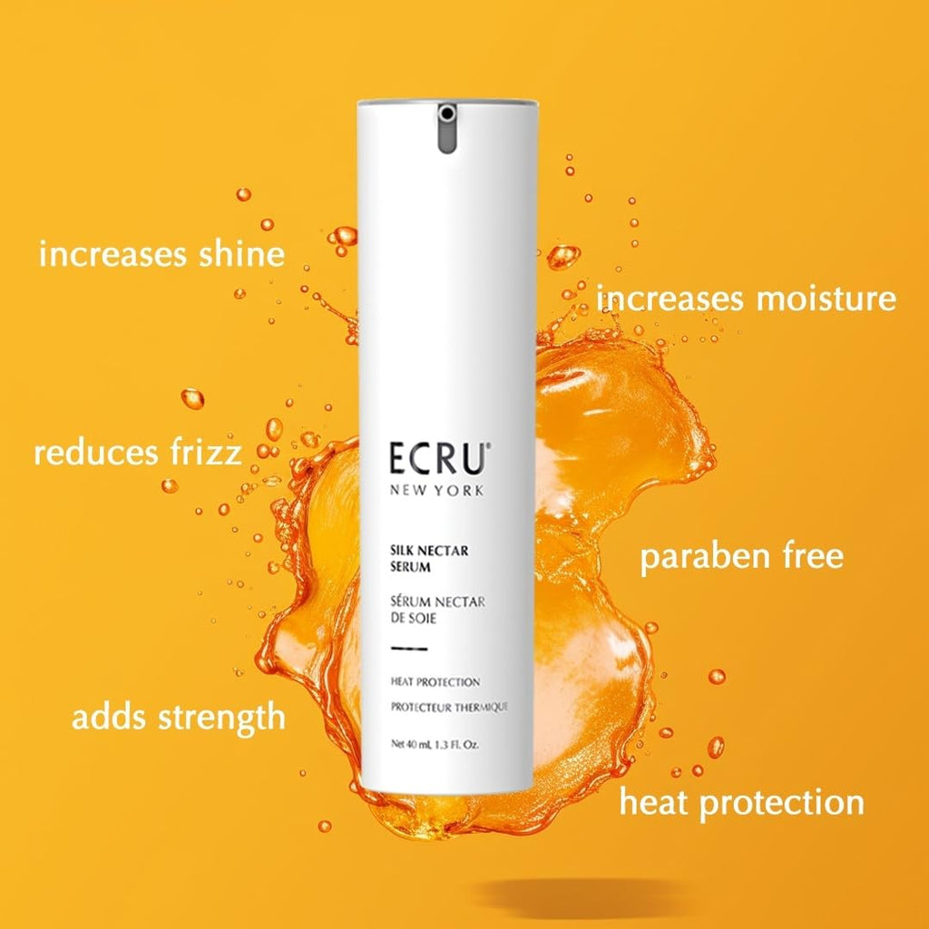 Ecru New York Silk Nectar Heat Protection Serum – Lightweight Shine & Frizz Control, 1.3oz