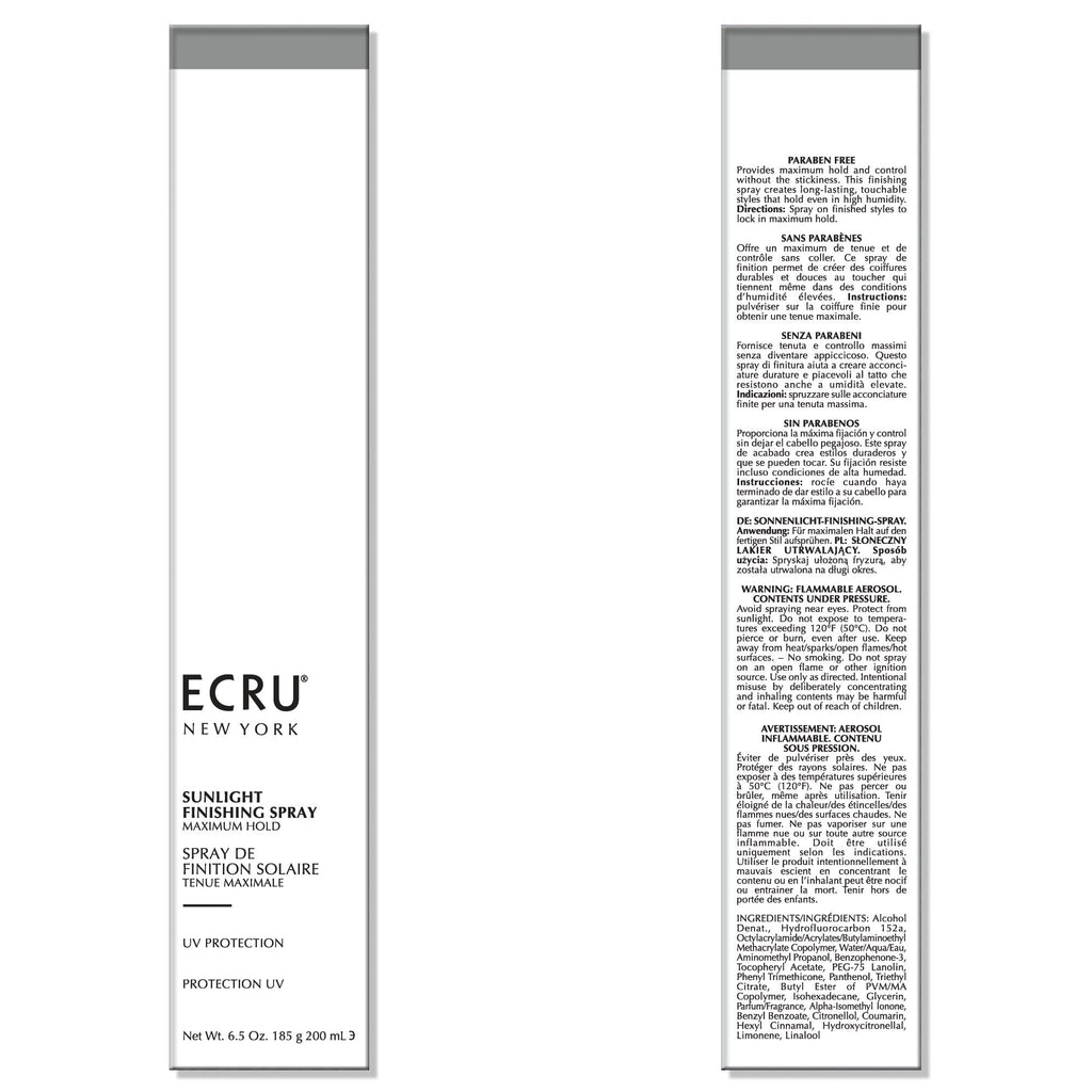 ECRU New York Sunlight Finishing Spray | Extra Hold Hairspray, UV Protectant, Travel Size 2oz