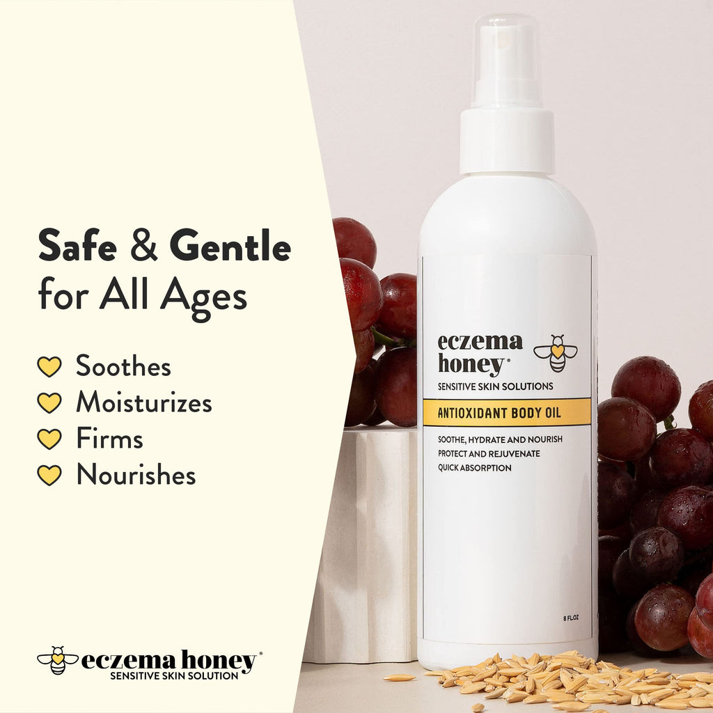 ECZEMA HONEY Antioxidant Body Oil – Unscented After-Shower Moisturizer for Eczema-Prone Skin (8 fl oz)
