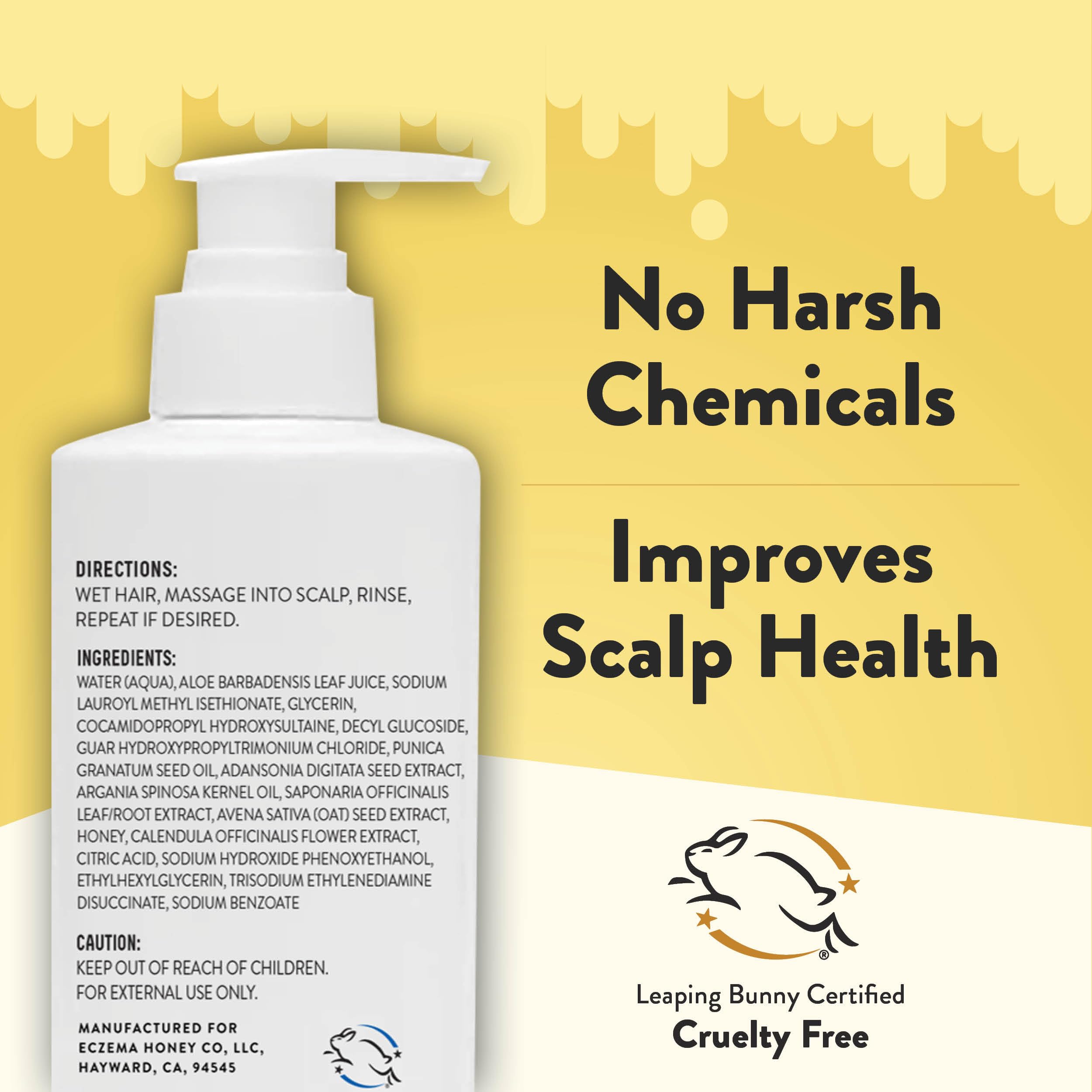 ECZEMA HONEY Nourishing Shampoo – Calming Scalp Care for Eczema, Psoriasis & Flaking | Daily Dandruff Shampoo (8 oz)